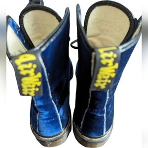 VINTAGE 80's Dr Martens Blue Emerald Velvet Made in England Boots